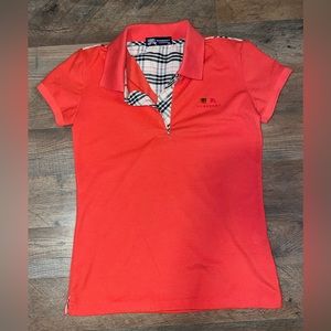 Women’s Size Small Coral Burberry Short Sleeve Polo Like New